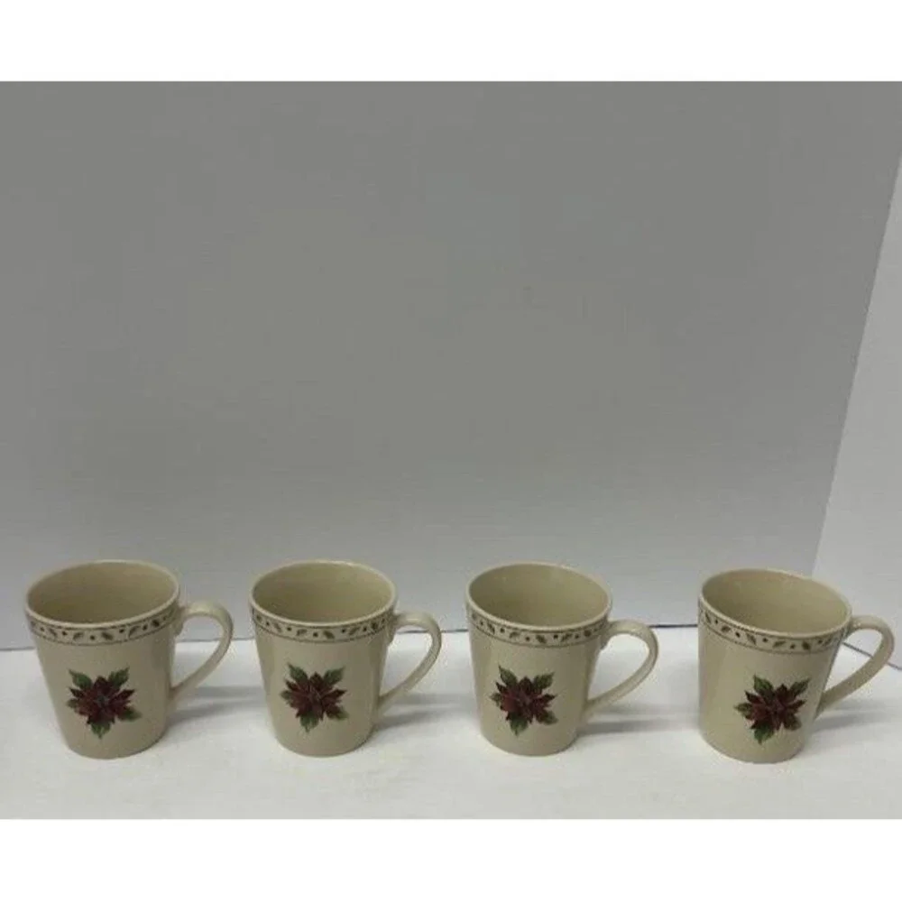 Merry Brite 16 Pc Christmas Stoneware Dinnerware Set Vintage Holiday Trees Box